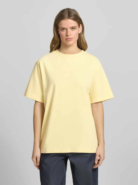 Zdjęcie produktu Oversized t-shirt z okrągłym dekoltem model 'Pancake' Oh April Pastelowy żółty