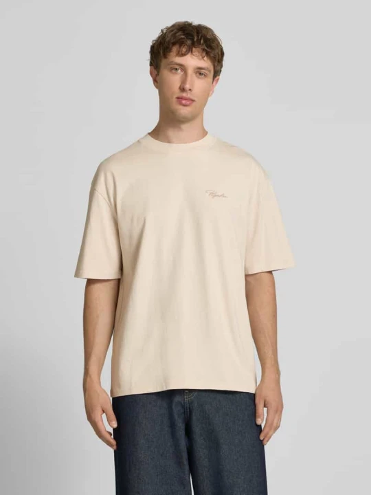 Zdjęcie produktu Oversized T-shirt z Wyhaftowane logo Pegador Piaskowy