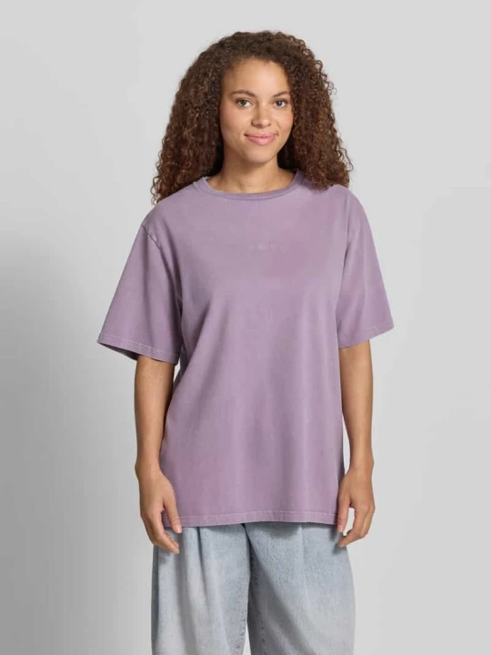 Zdjęcie produktu Oversized t-shirt z wyhaftowanym logo model 'Farmers Market' Oh April Oberżynowy
