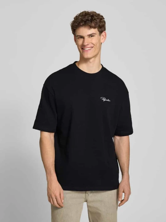 Zdjęcie produktu Oversized t-shirt z wyhaftowanym logo model 'Signar' Pegador Czarny