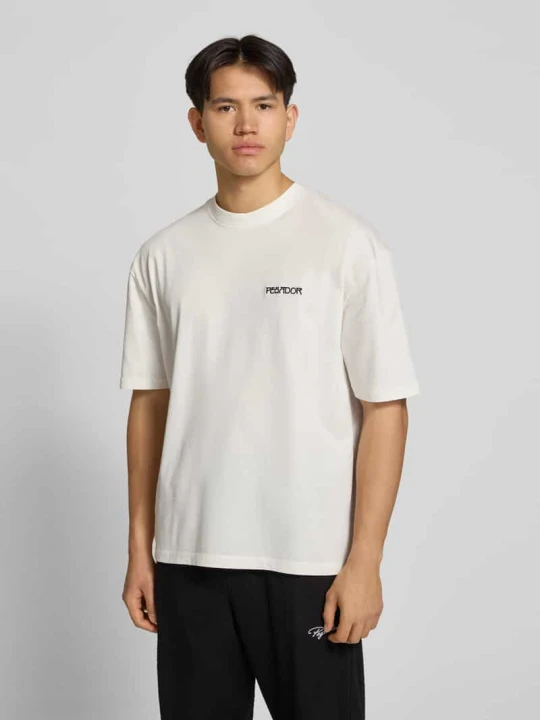 Zdjęcie produktu Oversized t-shirt z wyhaftowanym logo model 'Stege' Pegador Złamany biały