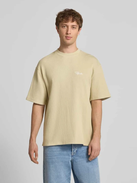 Zdjęcie produktu Oversized T-shirt ze strukturalnym wzorem Pegador Khaki