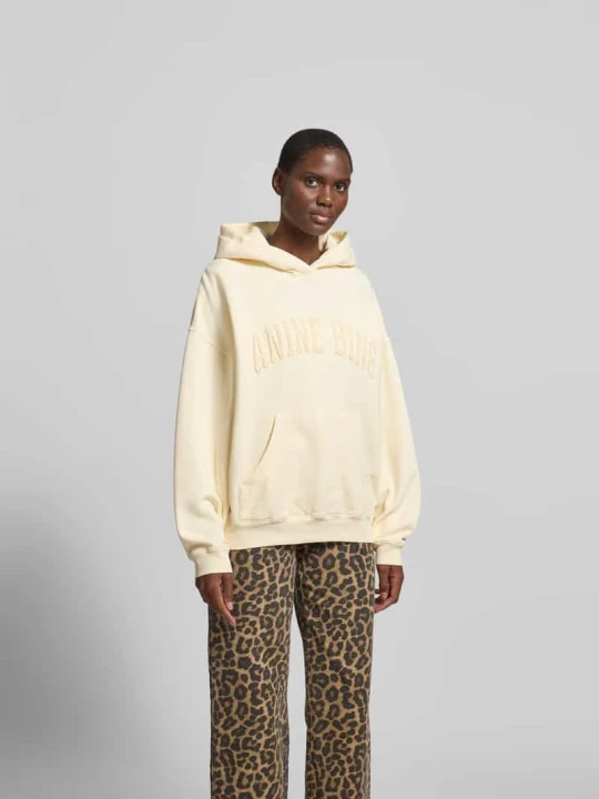 Zdjęcie produktu Oversize'owa bluza z kapturem z czystej bawełny Anine Bing Jasnożółty