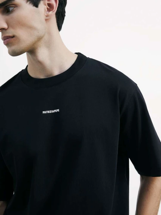 Zdjęcie produktu Oversizowy T-shirt z bawełny Patrizia Pepe czarny
