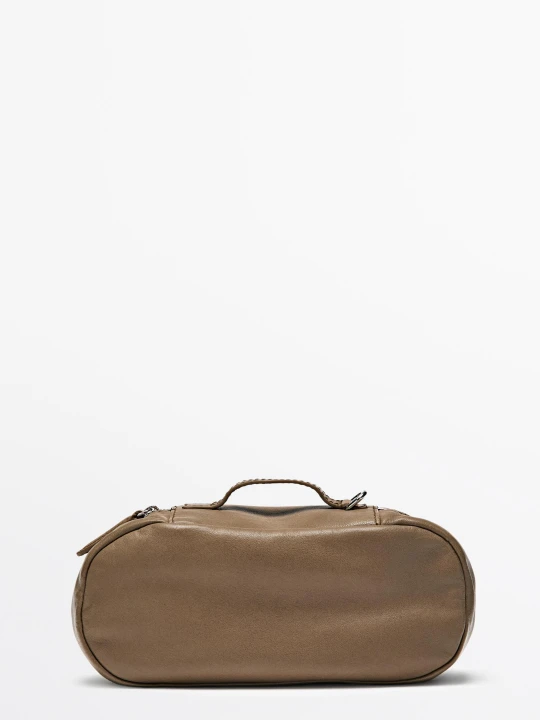 Zdjęcie produktu Owalna Kosmetyczka Ze Skóry Nappa - Szarobrązowy - Massimo Dutti - Female
