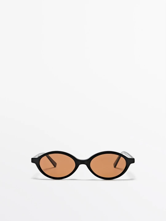 Zdjęcie produktu Owalne Okulary Przeciwsłoneczne - Czarny - Massimo Dutti - Female