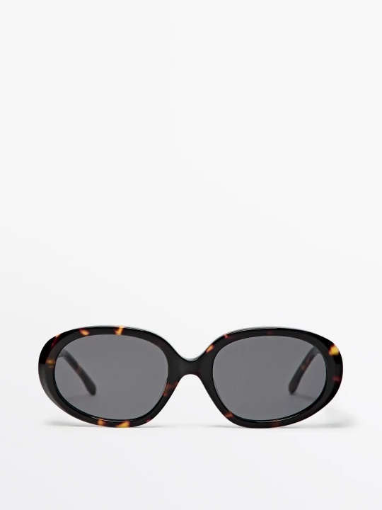 Zdjęcie produktu Owalne Okulary Przeciwsłoneczne Z Efektem Rogowym - Brązowy - Massimo Dutti - Female