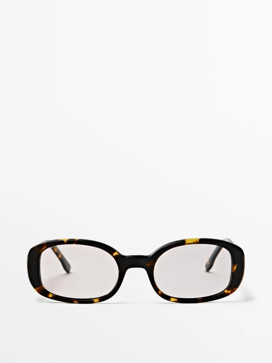 Zdjęcie produktu Owalne Okulary Z Efektem Rogowym - Brązowy - Massimo Dutti - Female