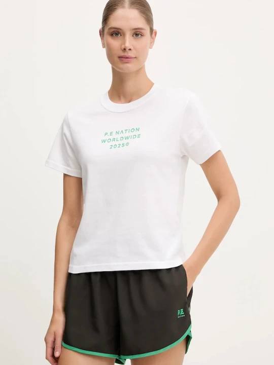 Zdjęcie produktu P.E Nation t-shirt bawełniany Compact biały