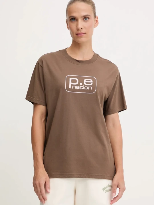 Zdjęcie produktu P.E Nation t-shirt bawełniany Flux brązowy