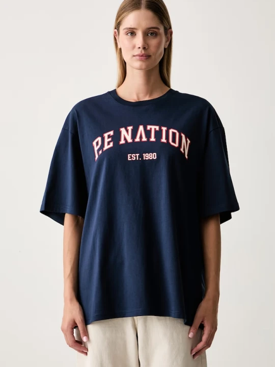 Zdjęcie produktu P.E Nation T-shirt damski bawełniany granatowy