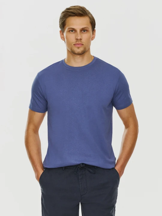 Zdjęcie produktu PAKO LORENTE – Bawełniany niebieski t-shirt z okrągłym dekoltem