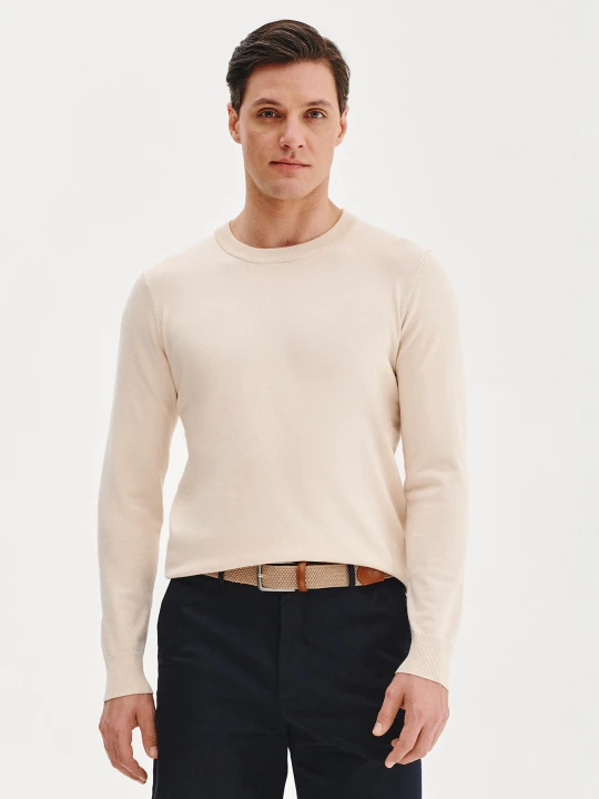 Zdjęcie produktu PAKO LORENTE – Beżowy sweter męski o-neck
