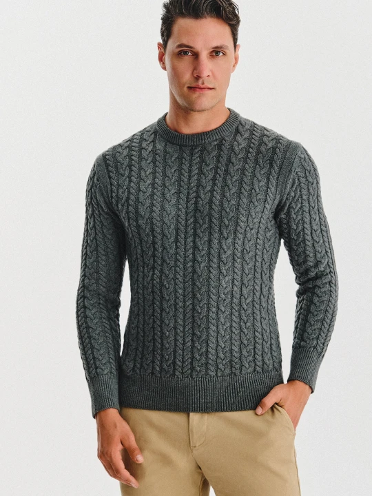 Zdjęcie produktu PAKO LORENTE - Beżowy sweter męski z kaszmirem
