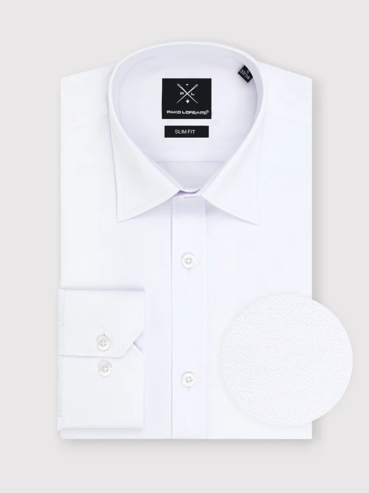 Zdjęcie produktu PAKO LORENTE – Biała gładka elegancka koszula męska