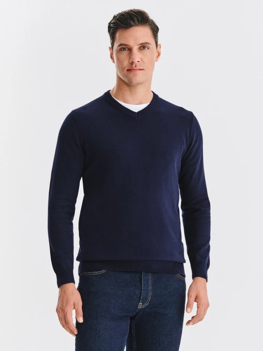 Zdjęcie produktu PAKO LORENTE – Fioletowy bawełniany sweter v-neck