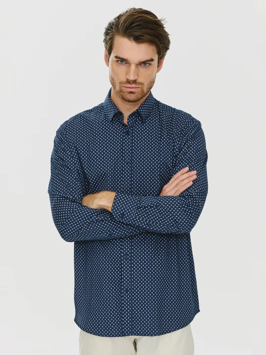 Zdjęcie produktu PAKO LORENTE – Granatowa koszula o prostym kroju we wzór paisley P24SF-1X-029-G-R - Pako Lorente