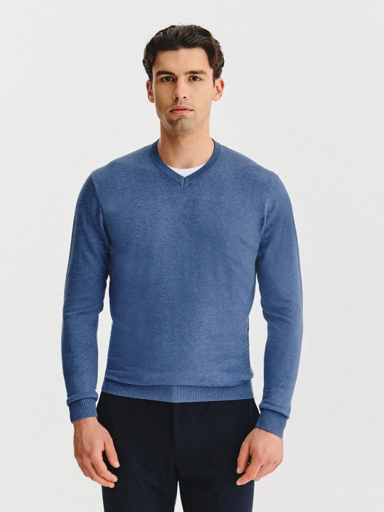 Zdjęcie produktu PAKO LORENTE - ranatowy sweter męski v-neck