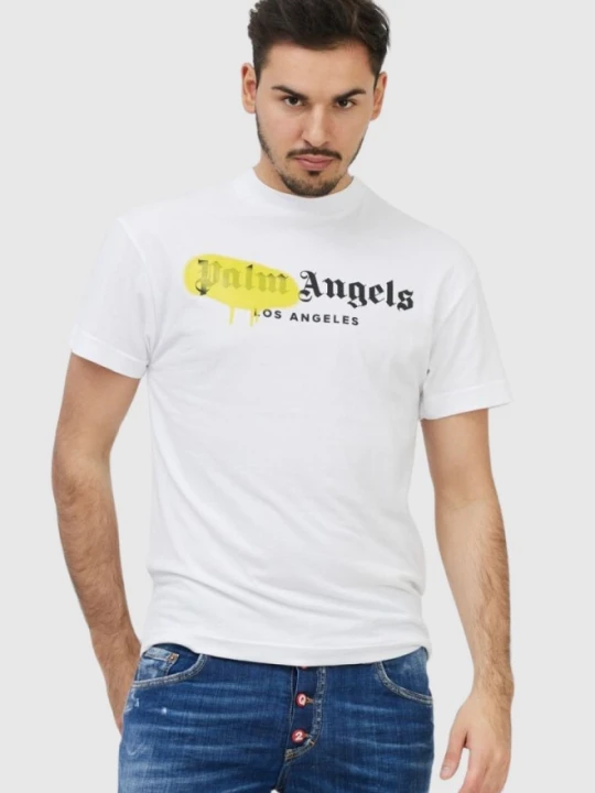 Zdjęcie produktu PALM ANGELS Biały t-shirt męski z logo, Rozmiar S