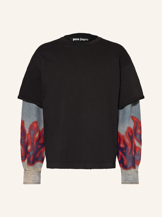 Zdjęcie produktu Palm Angels Koszulka Z Długim Rękawem Flames Hybrid schwarz CZARNY
