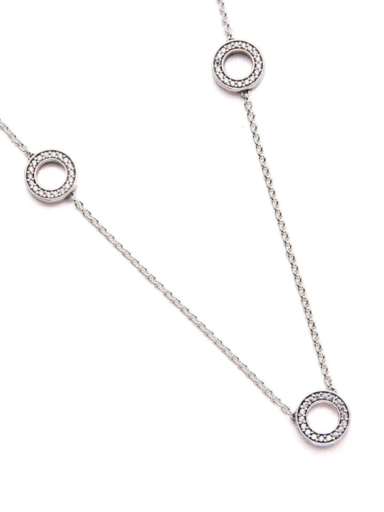 Zdjęcie produktu Pandora Srebrny naszyjnik z elementami ozdobnym - dł. 50 cm rozmiar: onesize