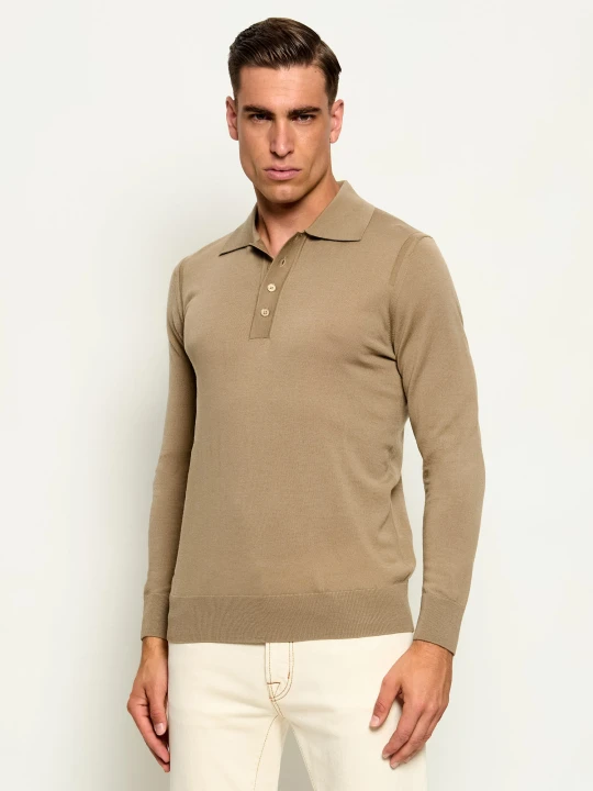 Zdjęcie produktu PAOLO PECORA Wełniane polo | Regular Fit beżowy