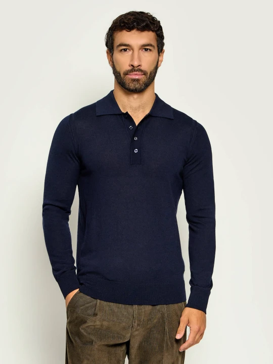 Zdjęcie produktu PAOLO PECORA Wełniany sweter | Regular Fit granatowy
