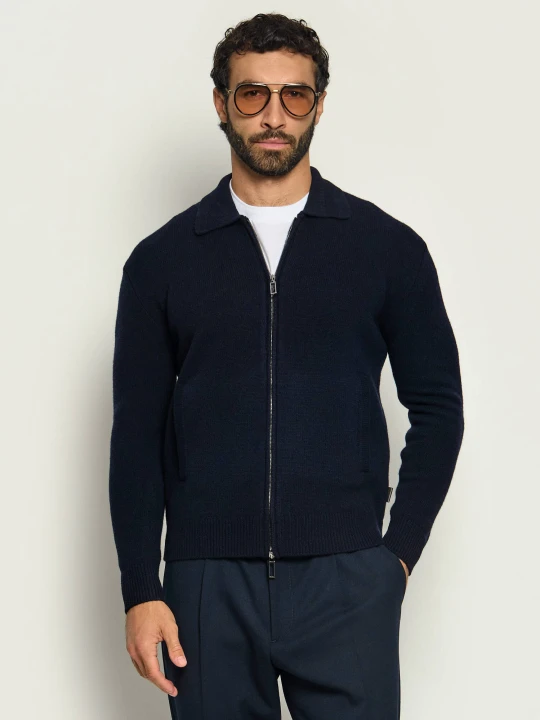 Zdjęcie produktu PAOLO PECORA Wełniany sweter | Regular Fit granatowy