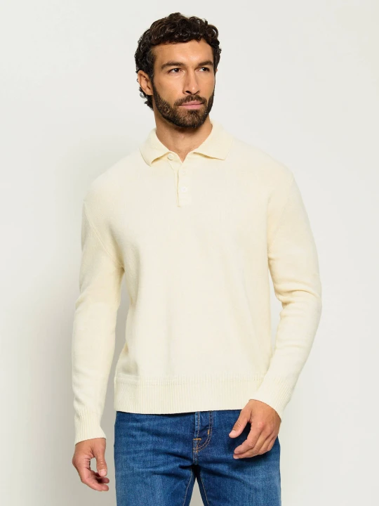 Zdjęcie produktu PAOLO PECORA Wełniany sweter | Regular Fit kremowy