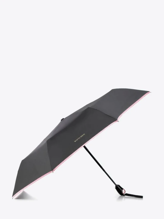Zdjęcie produktu Parasol automatyczny z ozdobną lamówką czarno - różowy Wittchen