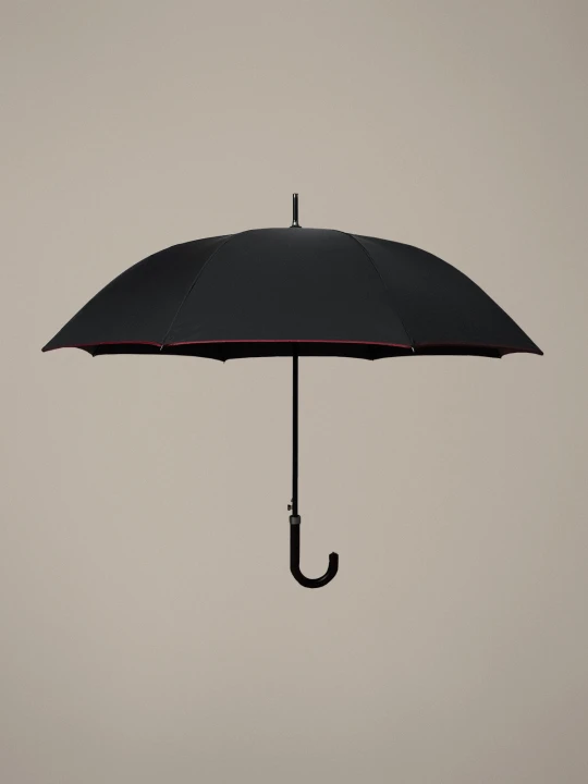 Zdjęcie produktu Parasol Długi Czarny z Bordową Lamówką Półautomatyczny Lancerto Czerwony