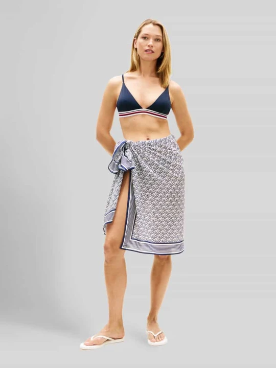 Zdjęcie produktu Pareo z czystego lyocellu z nadruk z logo Tommy Hilfiger Ciemnoniebieski