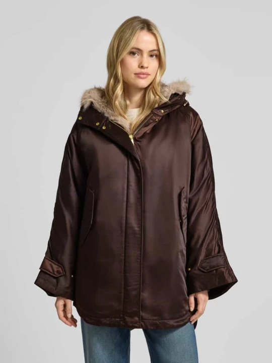 Zdjęcie produktu Parka o kroju oversized z poliestru z wyjmowaną wstawką ze sztucznego futra model „Cory“ BEAUMONT Ciemnobrązowy
