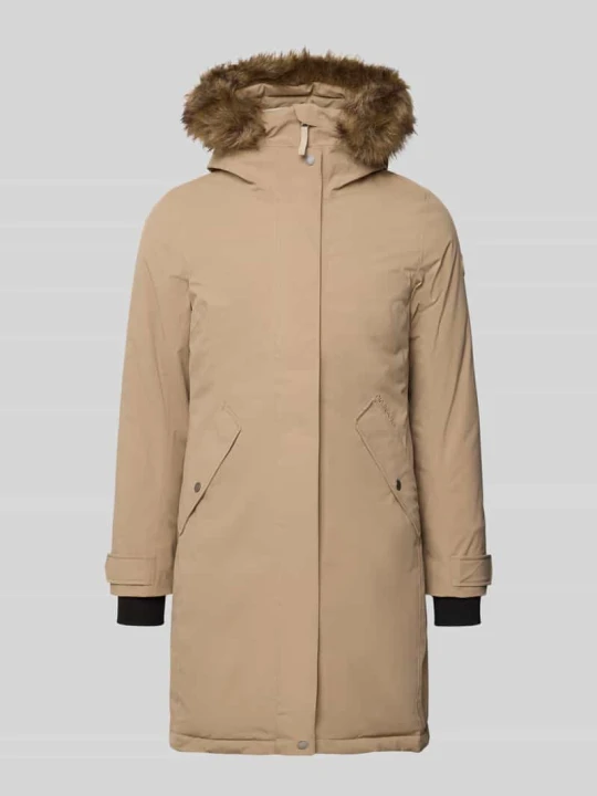Zdjęcie produktu parka o kroju regular fit z obszyciem sztucznym futrem model 'ERNA' Didriksons Beżowy