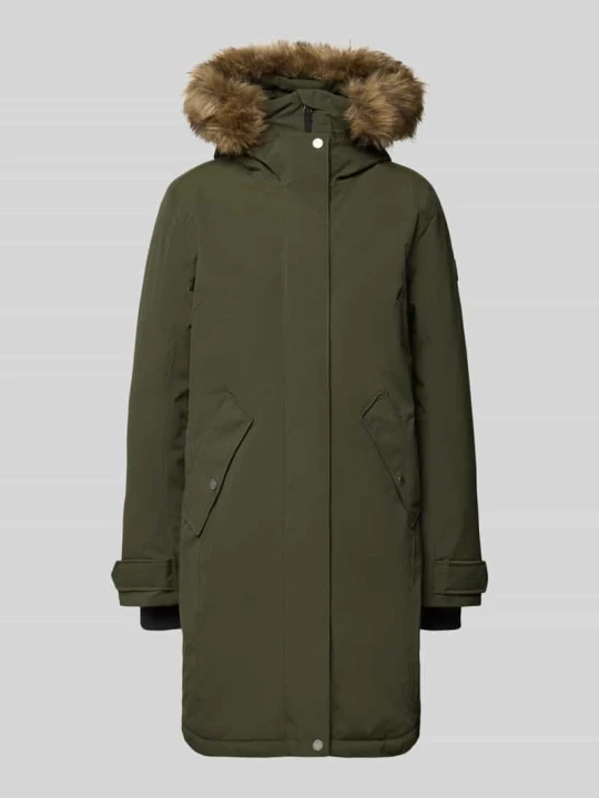 Zdjęcie produktu parka o kroju regular fit z obszyciem sztucznym futrem model 'ERNA' Didriksons Ciemnozielony