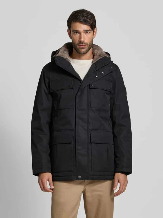 Zdjęcie produktu Parka o kroju regular fit z podszewką kaptura ze sztucznego futra Tom Tailor Czarny