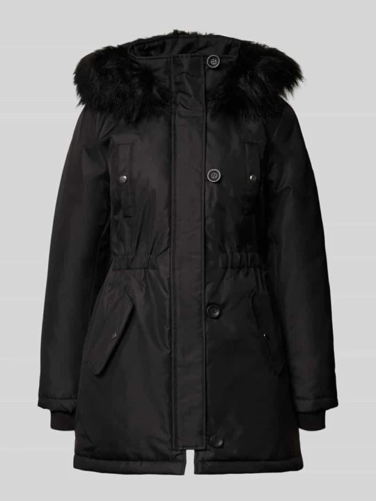 Zdjęcie produktu parka o kroju regular fit z poliestru z odpinanym obszyciem sztucznym futrem model 'Iris' Only Czarny