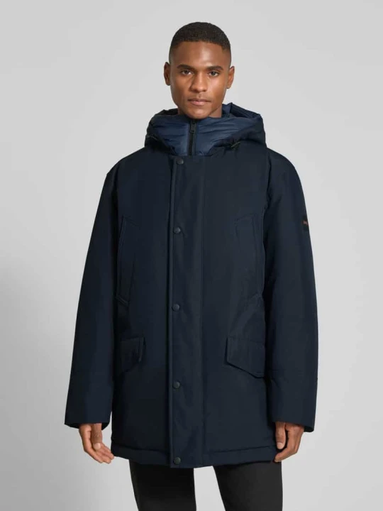 Zdjęcie produktu Parka o kroju relaxed fit z kapturem model ‘OSIASS1’ Boss Granatowy
