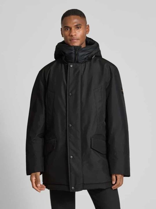 Zdjęcie produktu Parka o kroju relaxed fit z kapturem model ‘OSIASS1’ Boss Czarny