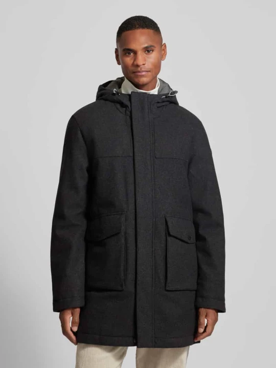Zdjęcie produktu Parka o kroju relaxed fit z mieszanki wełny z kapturem s.Oliver Antracytowy