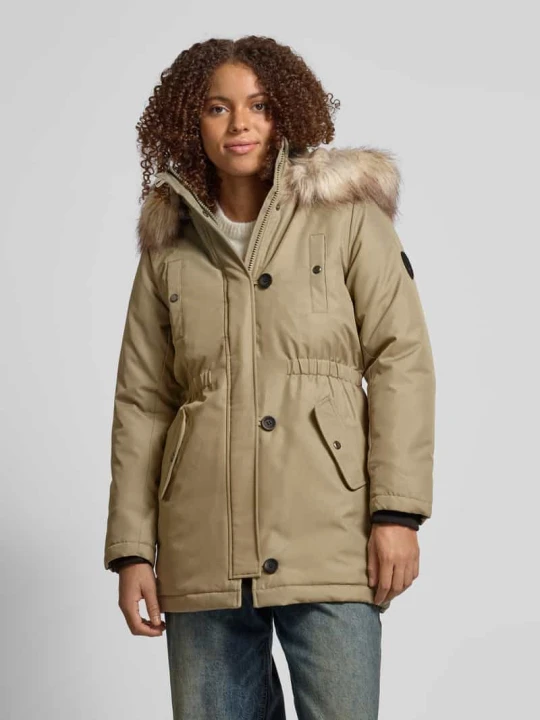 Zdjęcie produktu Parka taliowana z obszyciem ze sztucznego futra model ‘IRIS’ Only Khaki