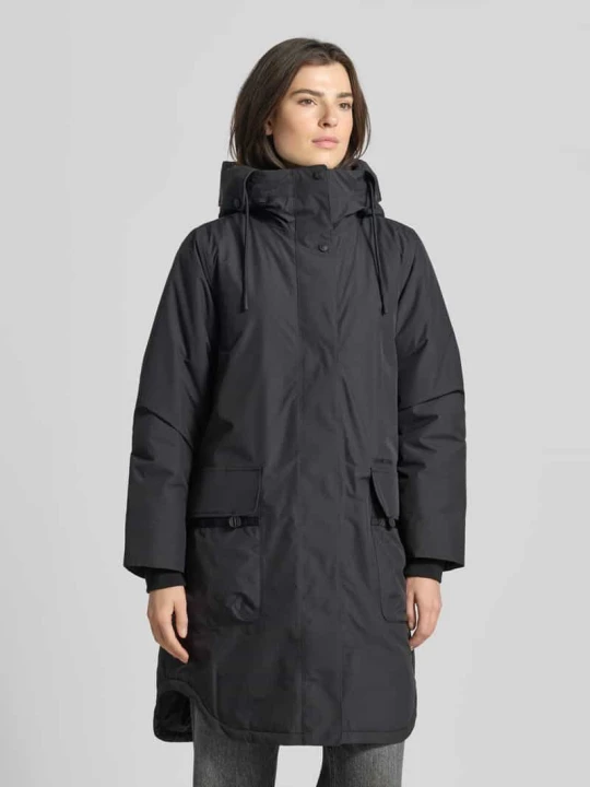 Zdjęcie produktu Parka z kapturem i kieszeniami z patką model „AIKO” Didriksons Czarny