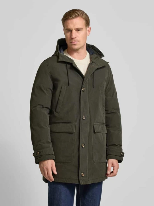 Zdjęcie produktu Parka z kapturem i kieszeniami z patką model ‘TASKA’ ECOALF Oliwkowy