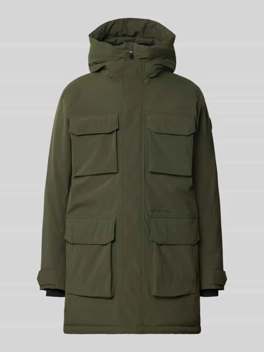 Zdjęcie produktu parka z kapturem i kieszenie z patką model 'AIDEN' Didriksons Oliwkowy