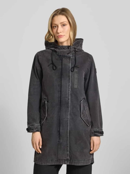 Zdjęcie produktu Parka z kapturem i kieszenie z patką model 'FREYA' khujo Ciemnoszary