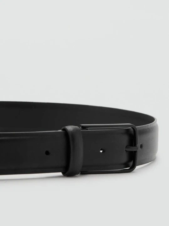 Zdjęcie produktu Pasek 100% skóra wołowa czarny - Mężczyzna - - MANGO MAN