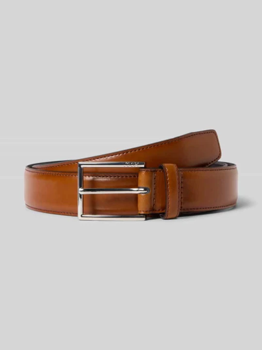 Zdjęcie produktu Pasek skórzany męski JOOP! Collection; Skóra naturalna; Sprzączka; Wytłaczane logo; Pikowanie; Szerokość w rozmiarze 90: 3 cm Koniakowy
