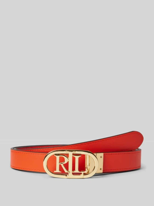 Zdjęcie produktu Pasek skórzany z aplikacją z logo Lauren Ralph Lauren Pomarańczowy