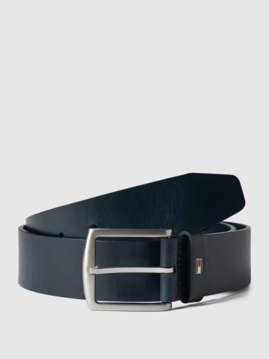 Zdjęcie produktu Pasek skórzany z aplikacją z logo Tommy Hilfiger Granatowy