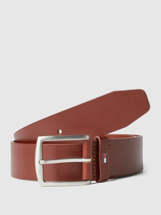 Zdjęcie produktu Pasek skórzany z aplikacją z logo Tommy Hilfiger Koniakowy